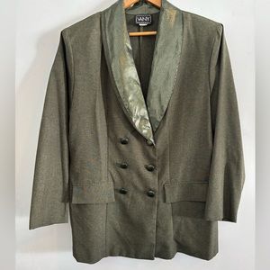 VANY Vintage Button Up Blaze Faux Snakeskin Collar Size 16W - Green